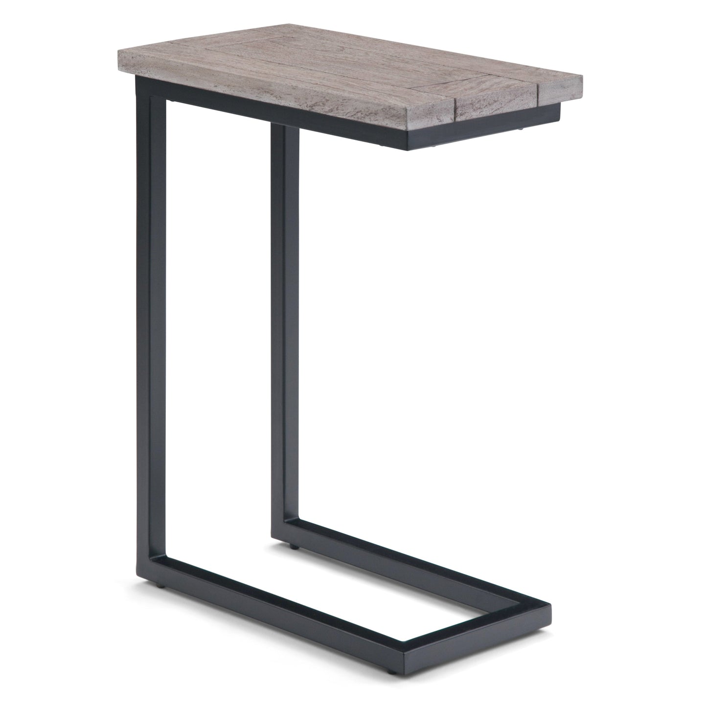 Haloed Side Table with C-Shaped Design and Metal Frame