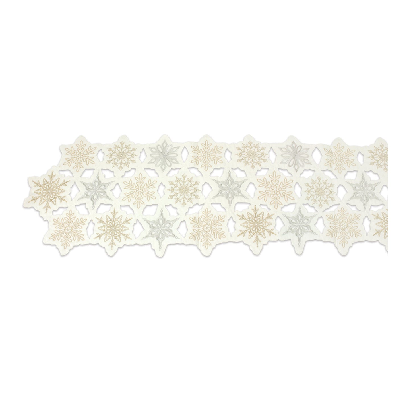 Embroidered Snowflake Table Runner 68"