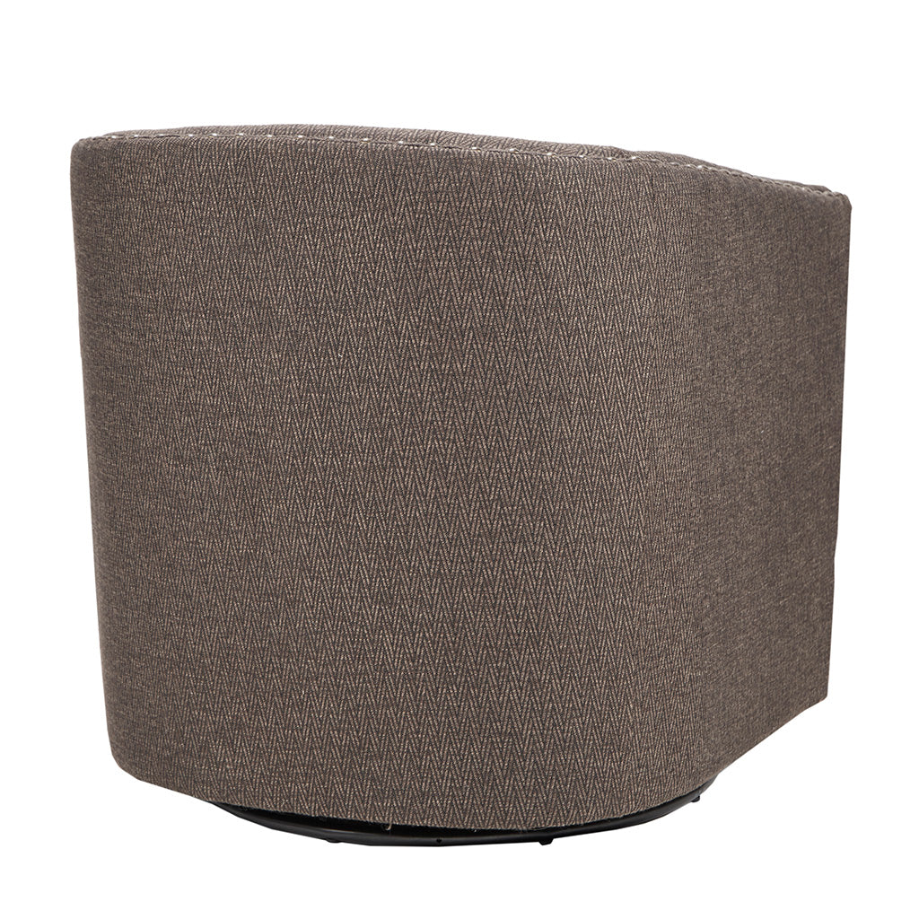 Fantasyy Upholstered Swivel Chair with Nailhead Trim and Curved Design