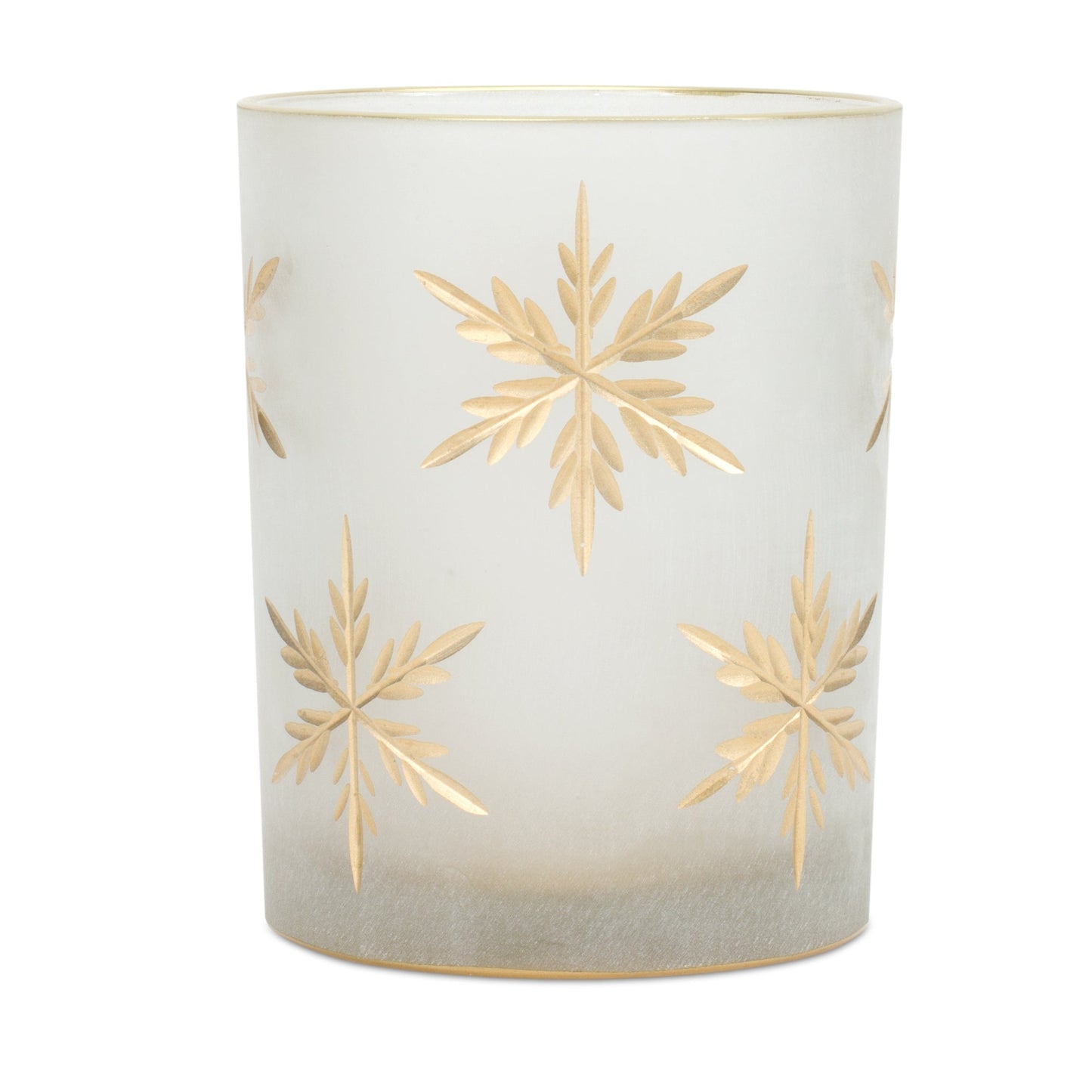 White Frosted Glass Snowflake Votive Candle Holder, Set of 4