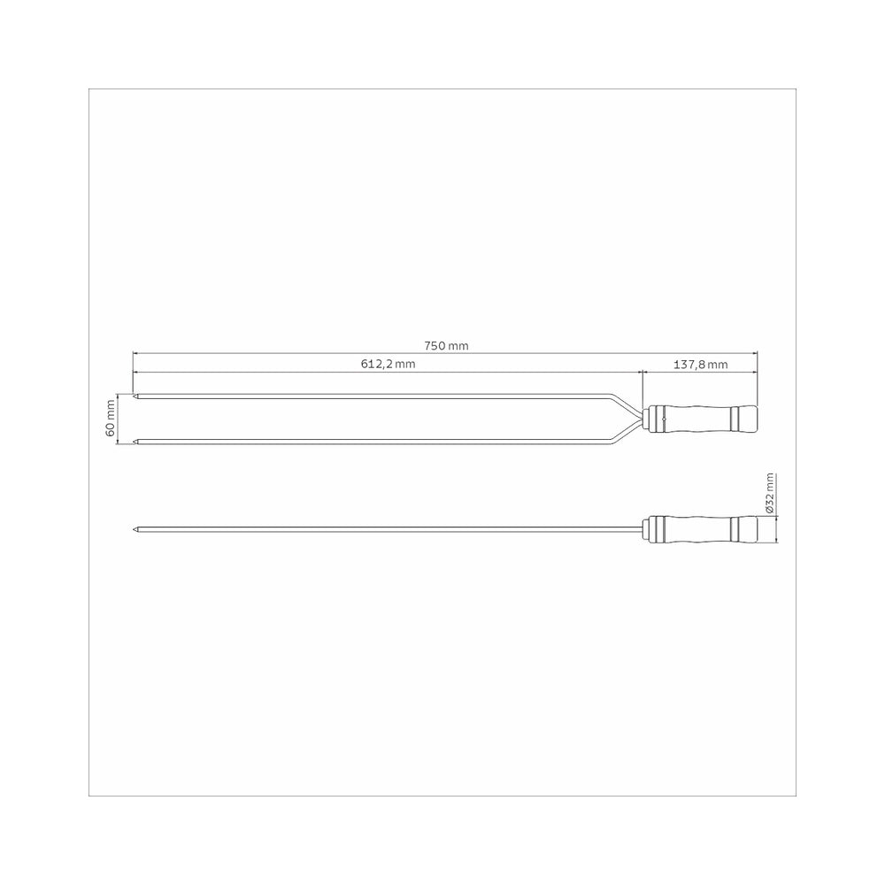Tramontina 75cm Stainless Steel Double Barbecue Prong Skewers