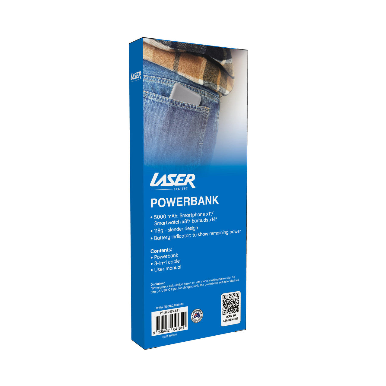 Laser 5000mAh Powerbank (Silver)