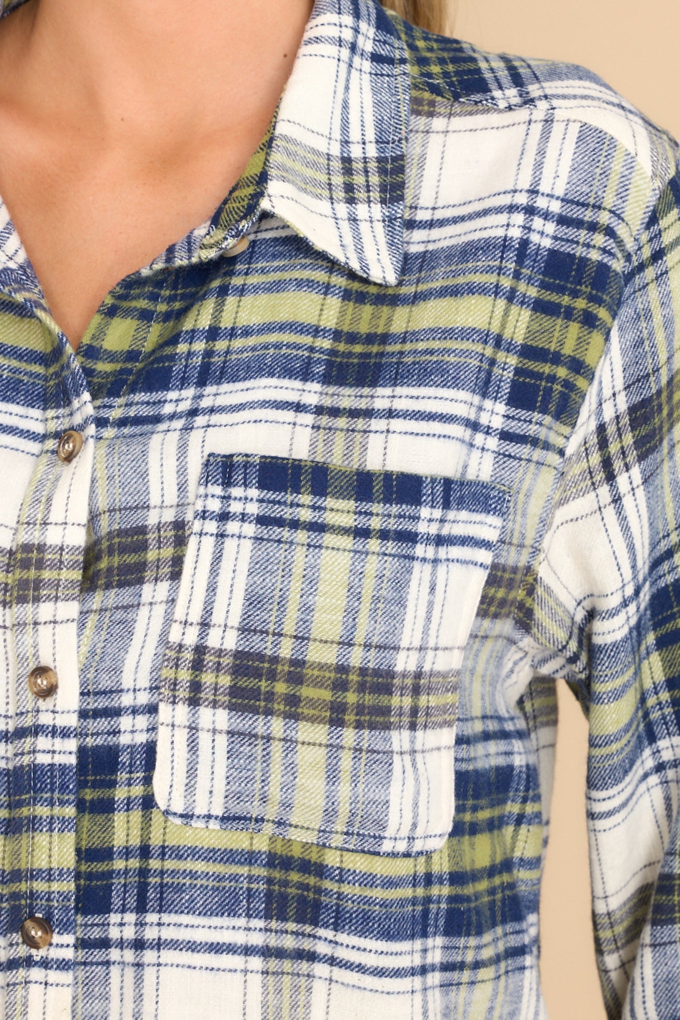 Electric Love Navy Multi Plaid Top