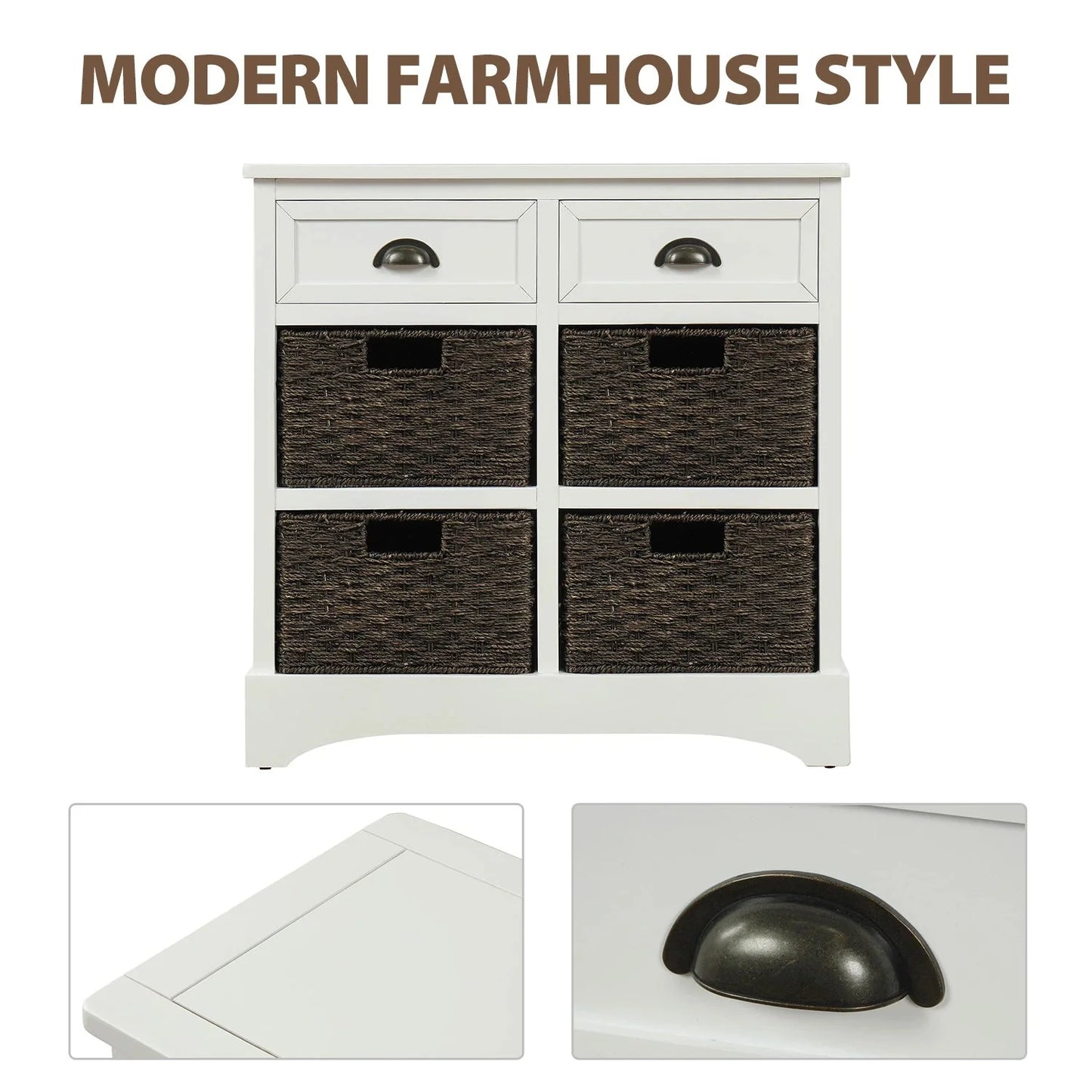 Elena Rustic Modern Farmhouse Style Compact Storage Cabinet with 2 Drawers