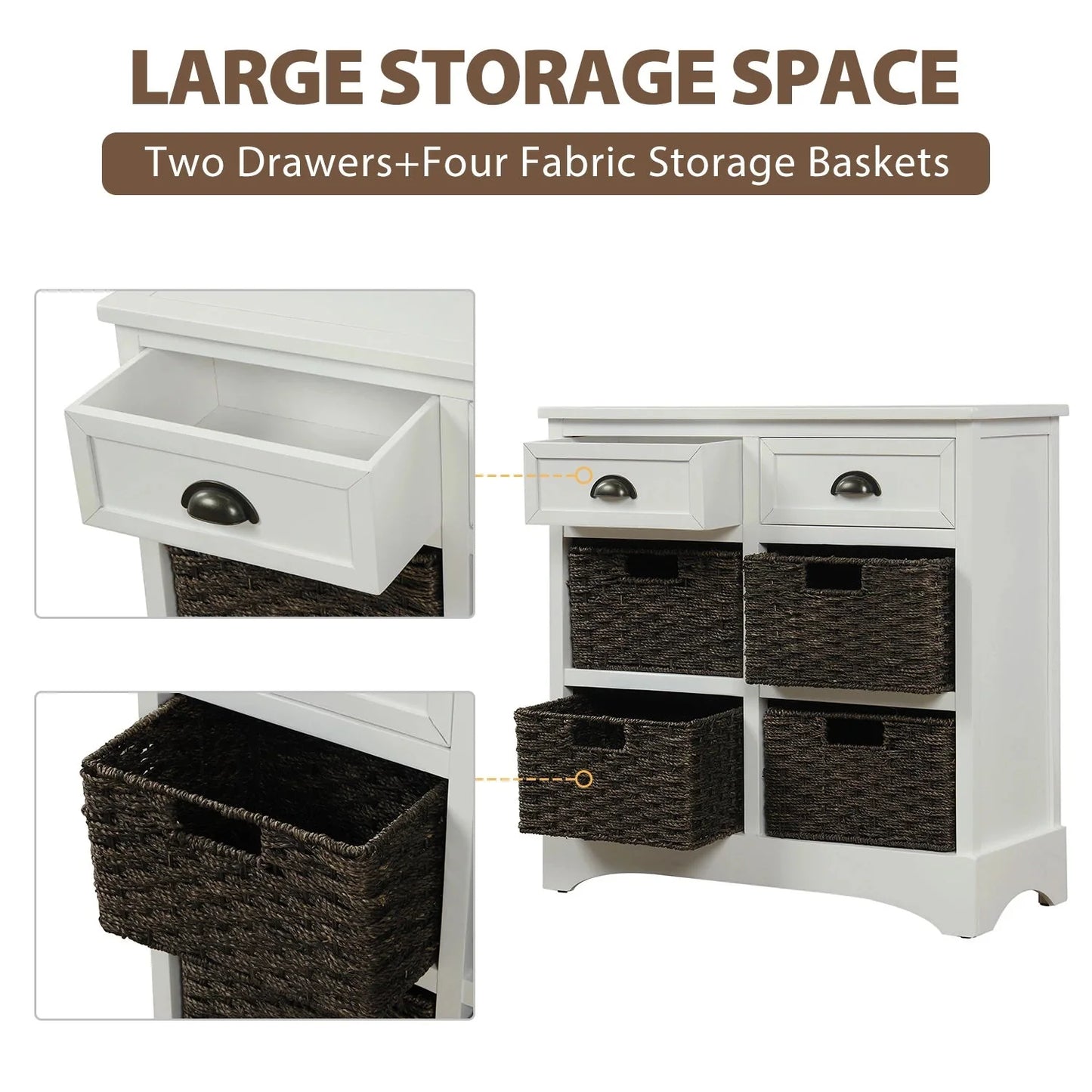 Elena Rustic Modern Farmhouse Style Compact Storage Cabinet with 2 Drawers