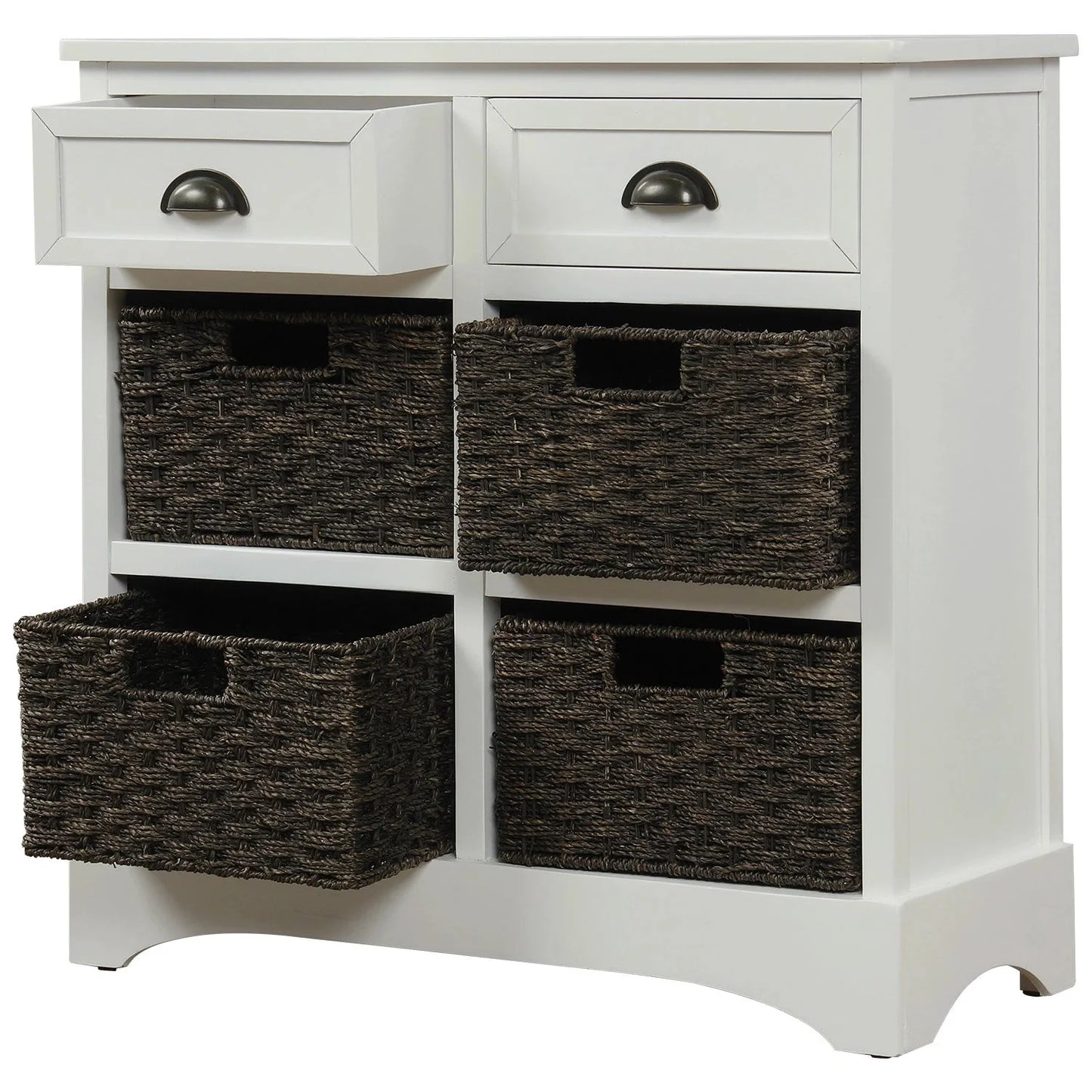 Elena Rustic Modern Farmhouse Style Compact Storage Cabinet with 2 Drawers