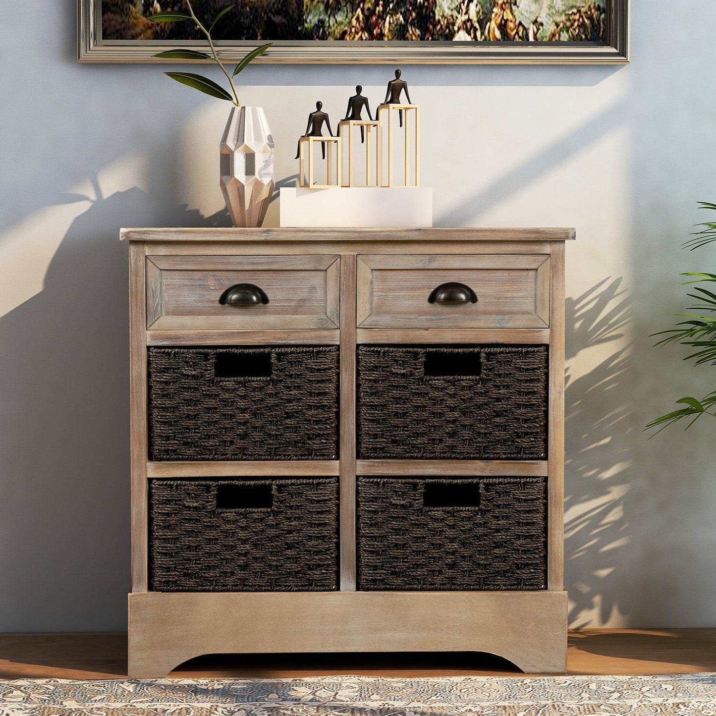 Elena Rustic Modern Farmhouse Style Compact Storage Cabinet