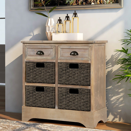 Elena Rustic Modern Farmhouse Style Compact Storage Cabinet