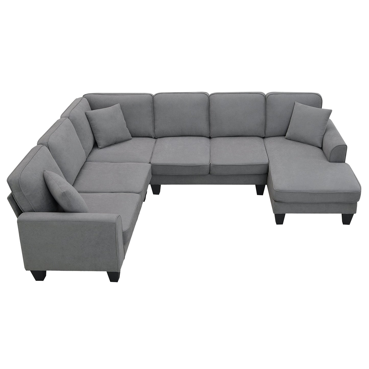 Elijah 3 Piece U Shaped Sectional Sofa with 3 Pillows
