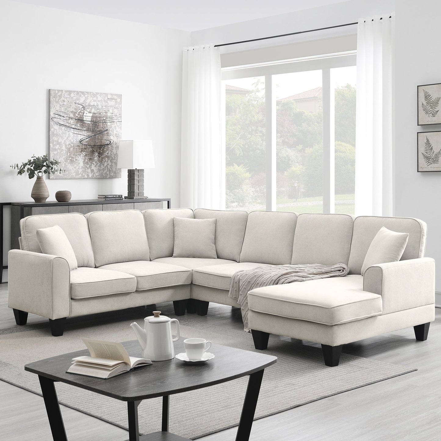 Elijah 3 Piece U Shaped Sectional Sofa with 3 Pillows
