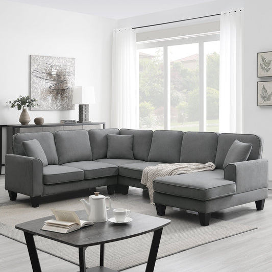 Elijah 3 Piece U Shaped Sectional Sofa with 3 Pillows