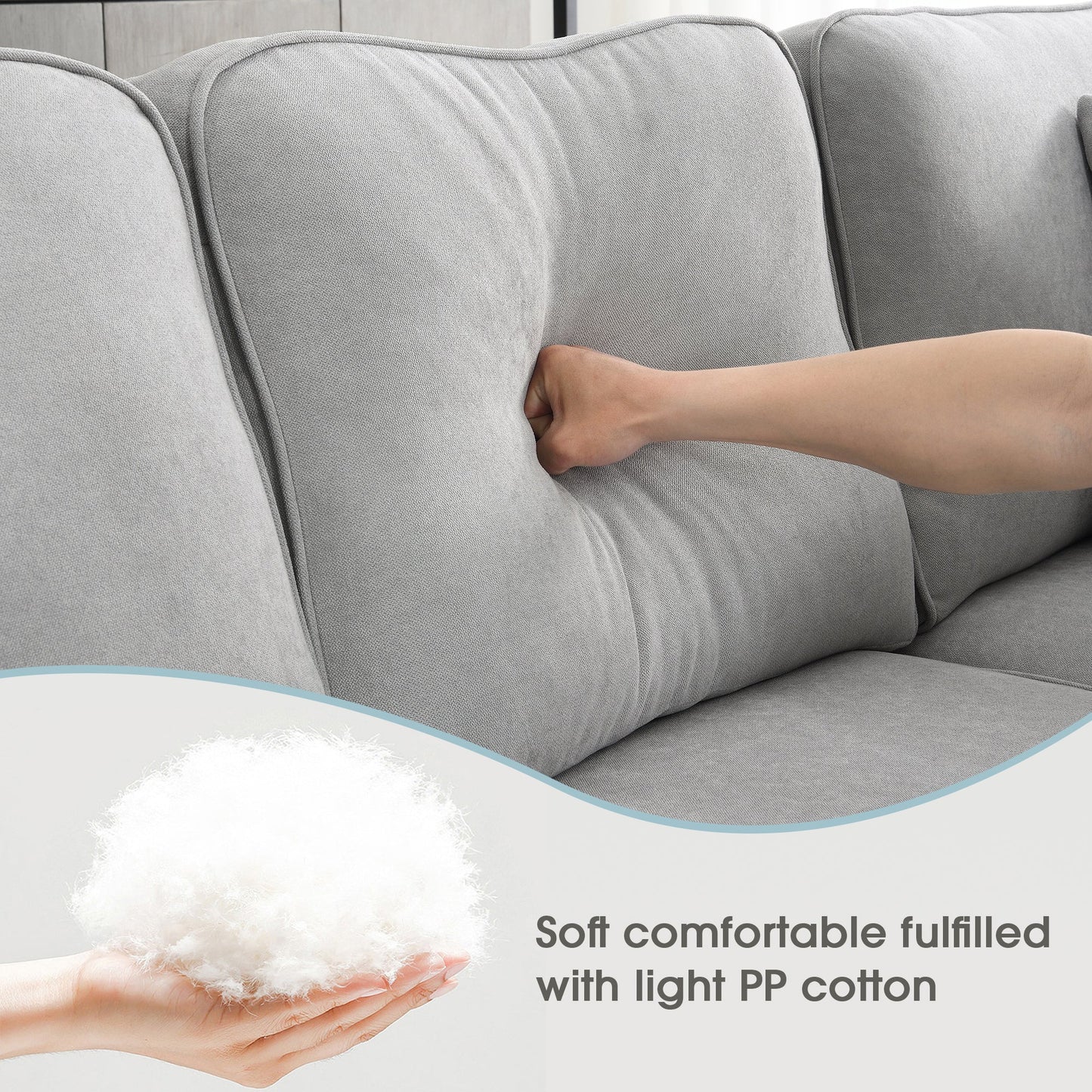 Elijah 3 Piece U Shaped Sectional Sofa with 3 Pillows
