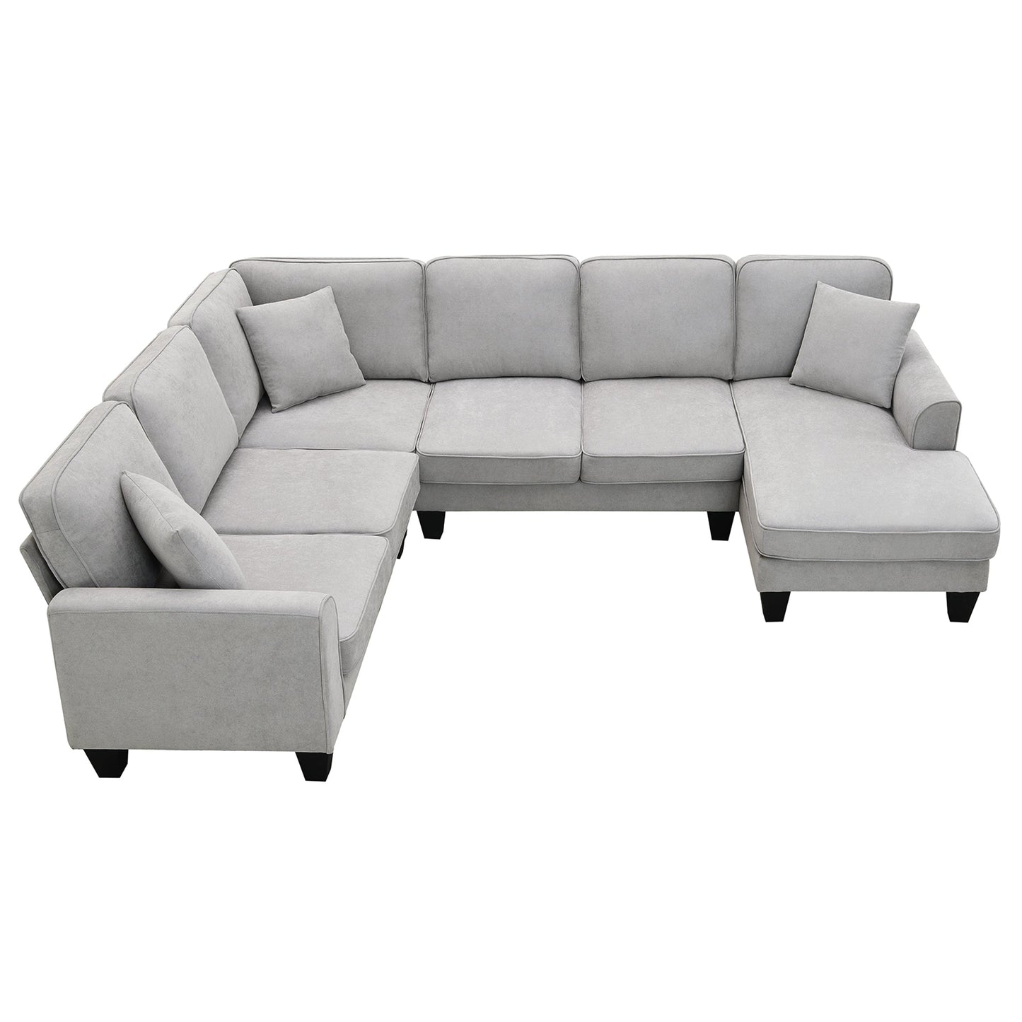 Elijah 3 Piece U Shaped Sectional Sofa with 3 Pillows