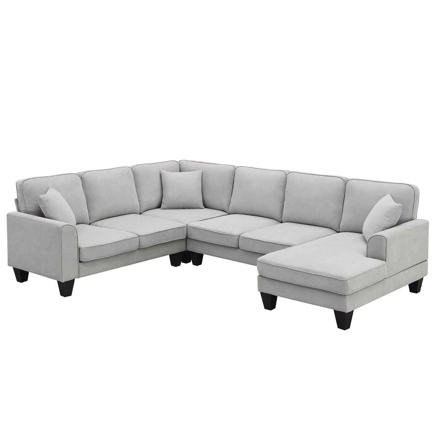 Elijah 3 Piece U Shaped Sectional Sofa with 3 Pillows