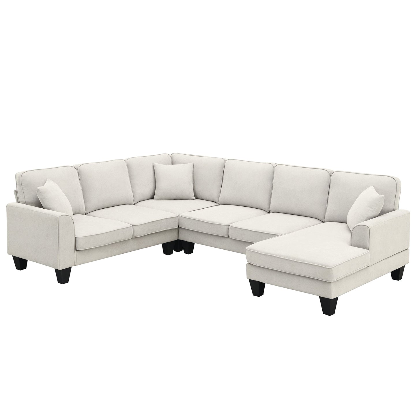 Elijah 3 Piece U Shaped Sectional Sofa with 3 Pillows