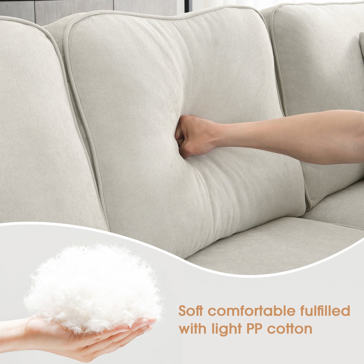 Elijah 3 Piece U Shaped Sectional Sofa with 3 Pillows
