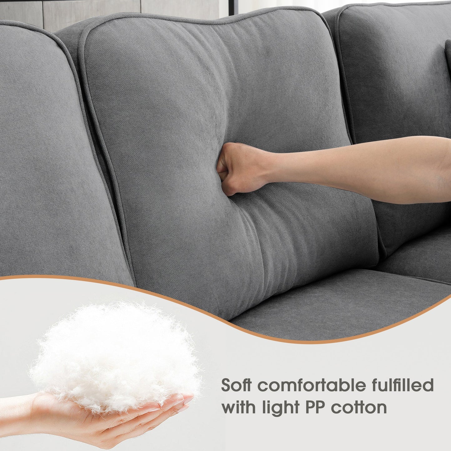 Elijah 3 Piece U Shaped Sectional Sofa with 3 Pillows