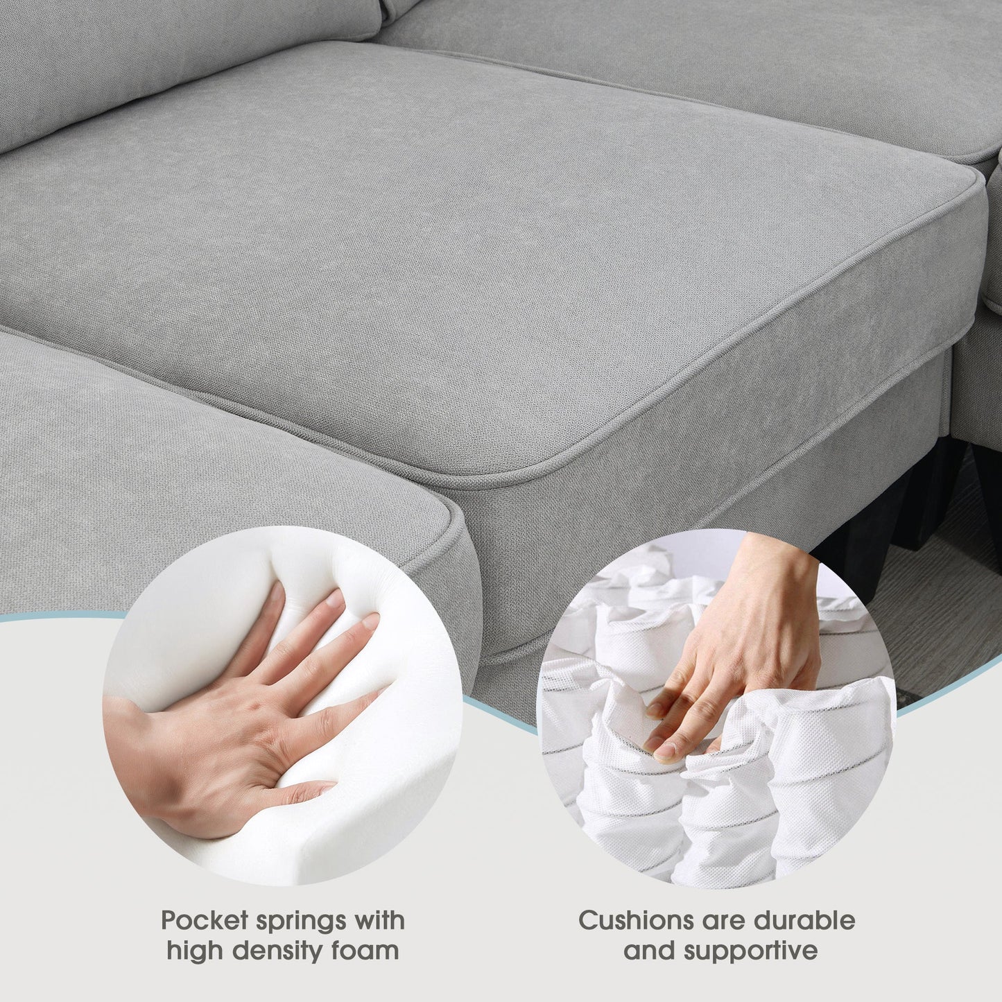 Elijah 3 Piece U Shaped Sectional Sofa with 3 Pillows