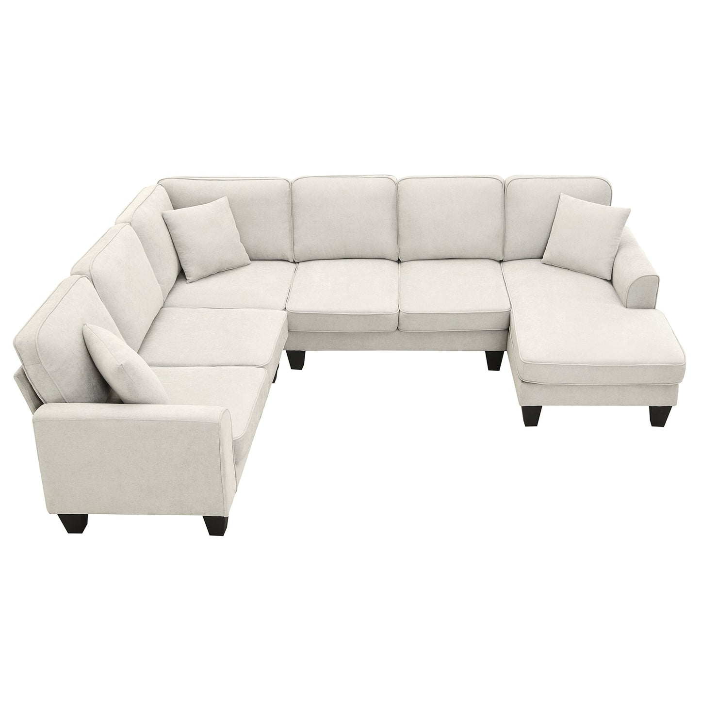Elijah 3 Piece U Shaped Sectional Sofa with 3 Pillows