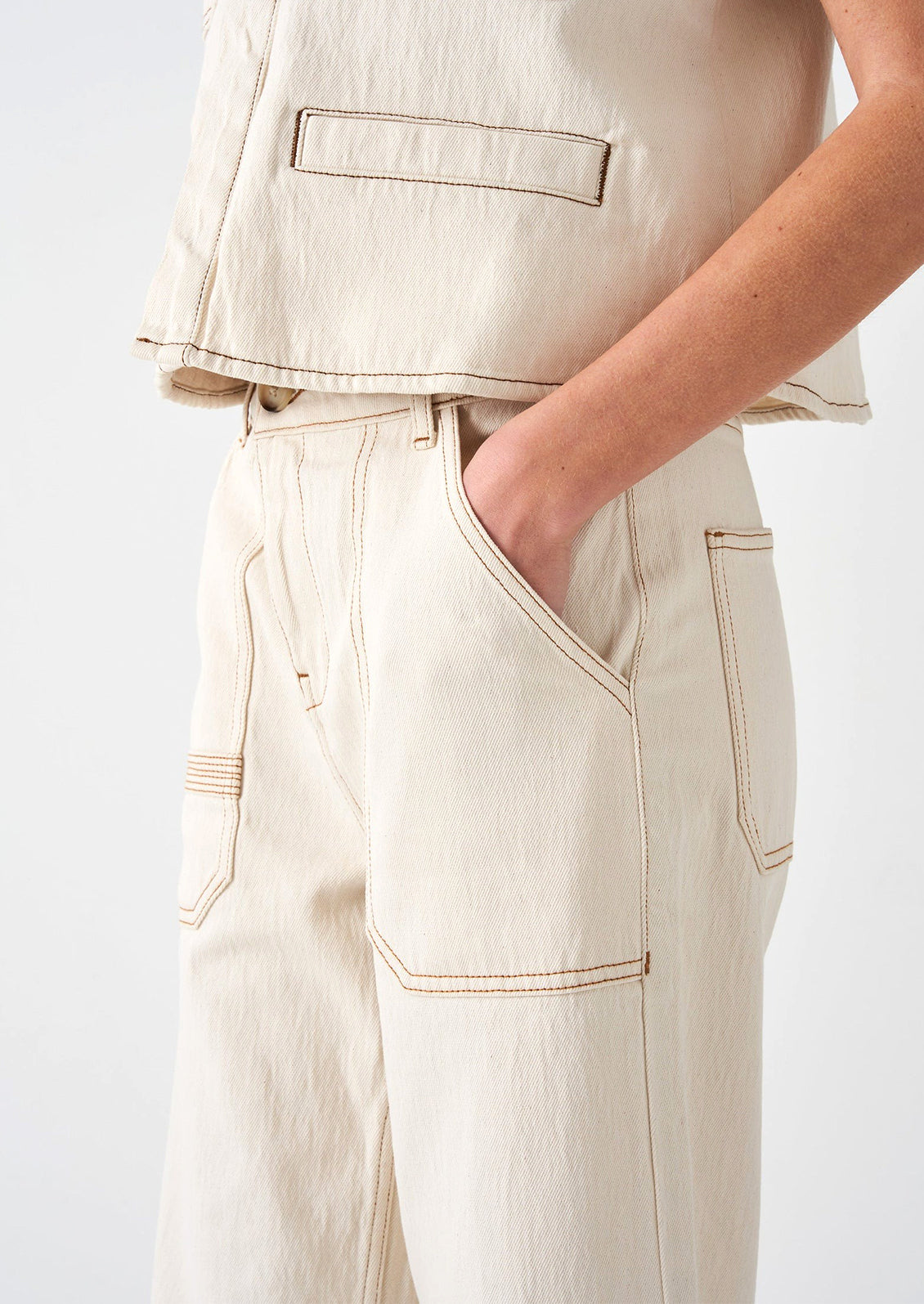 Elodie Utility Jean in Ecru