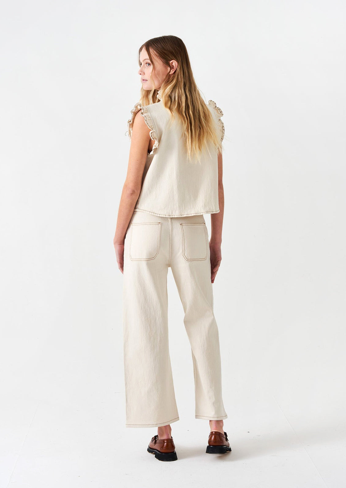 Elodie Utility Jean in Ecru