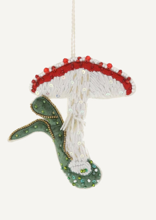 Embroidered Mushroom Ornament