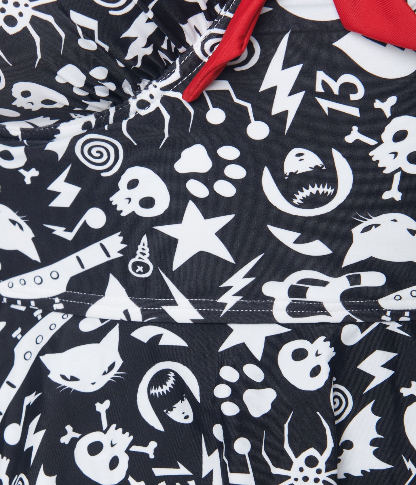 Emily The Strange x Unique Vintage Plus Size Black & White Tankini Swim Top
