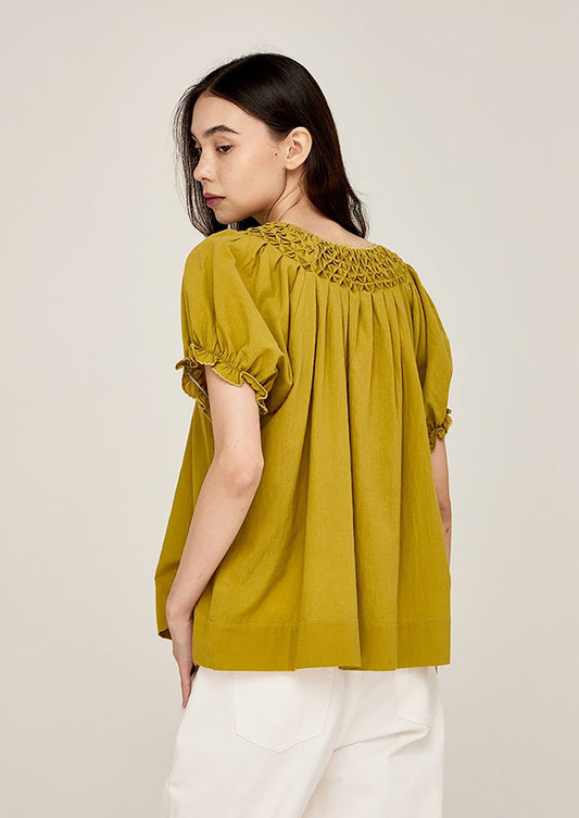 Emmie Pintuck Cotton Blouse