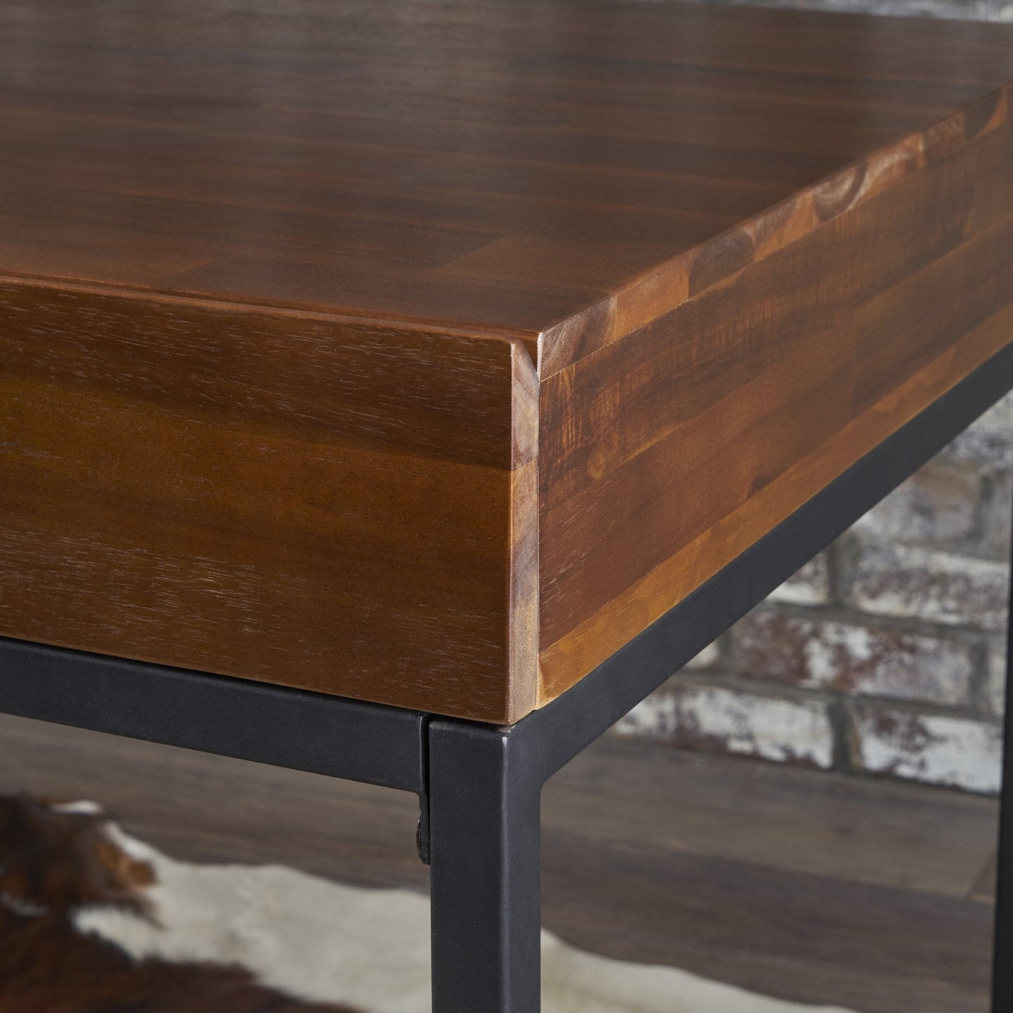 End Table with Storage and Metal Legs