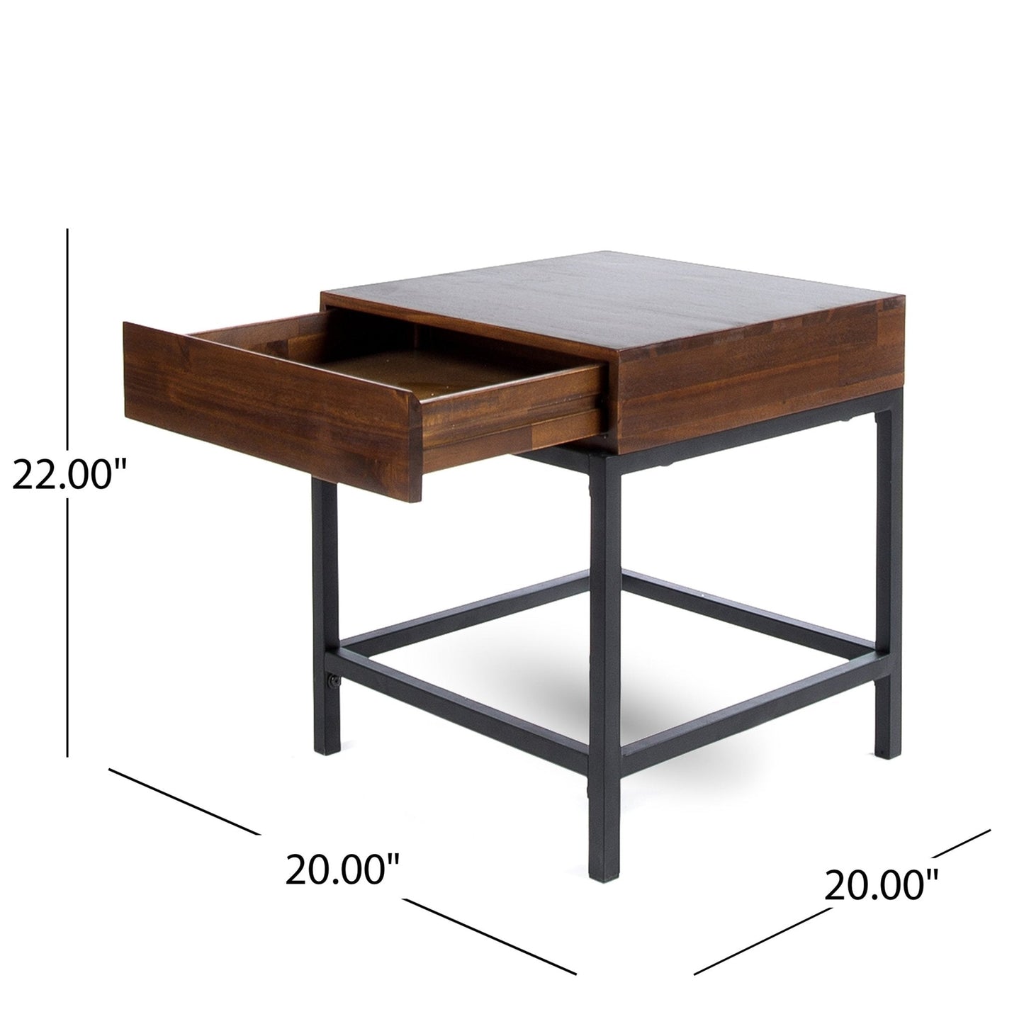 End Table with Storage and Metal Legs