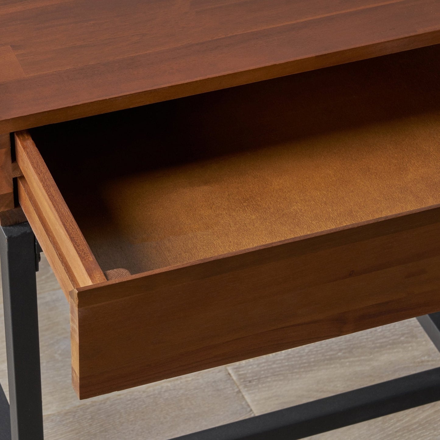 End Table with Storage and Metal Legs