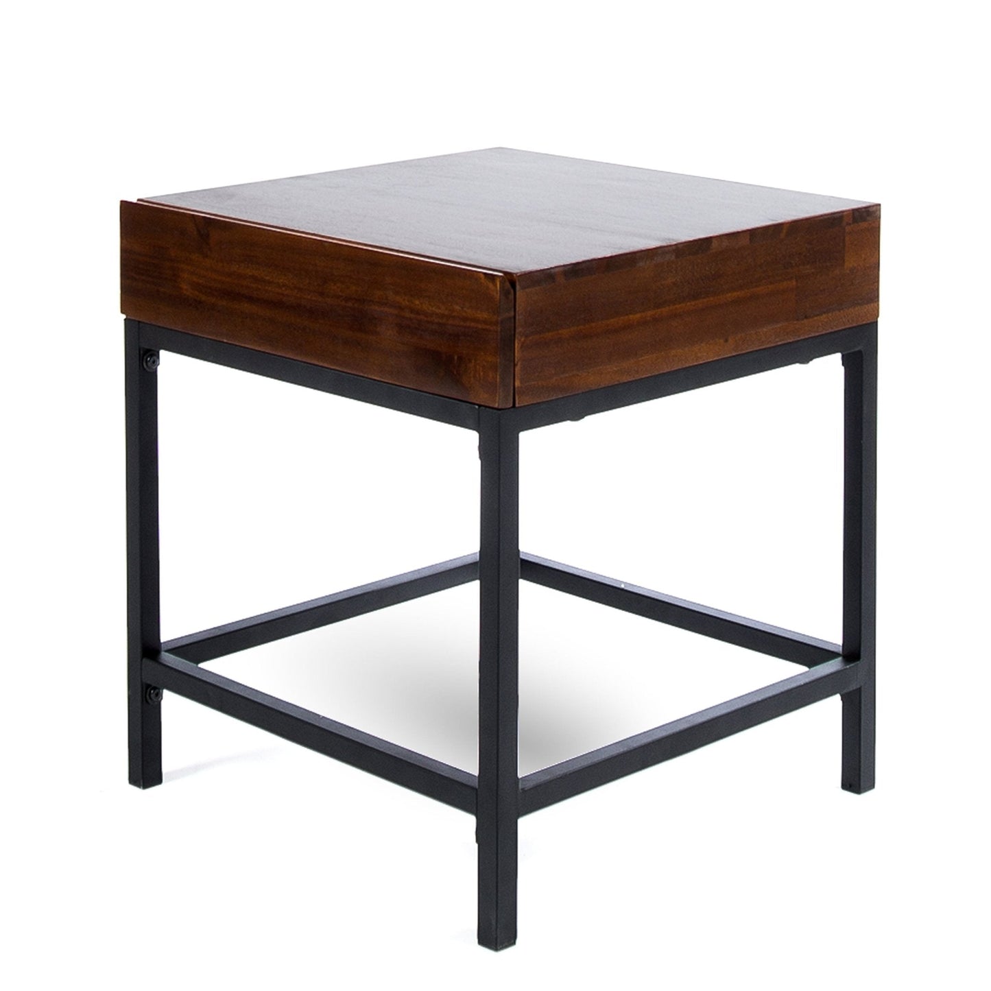End Table with Storage and Metal Legs