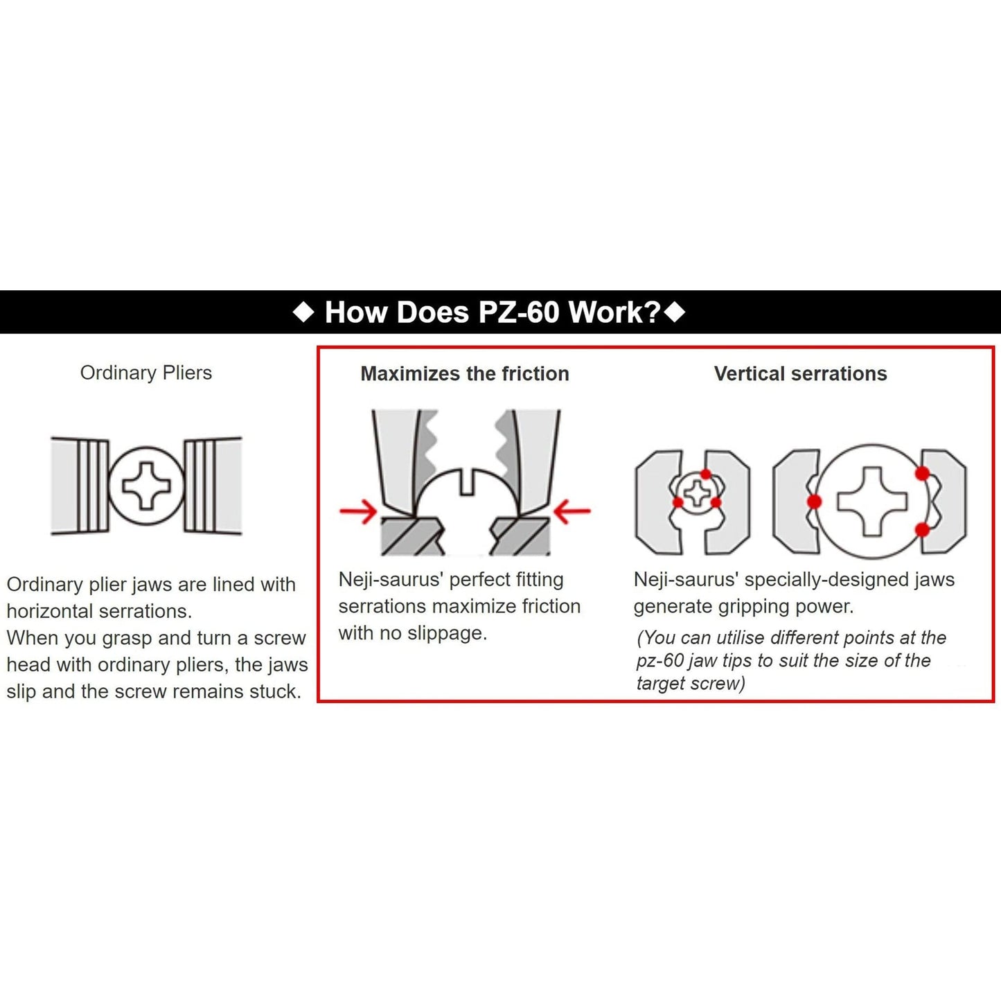 Engineer PZ-60 Neji-Saurus Long-Nose Screw Removal Pliers