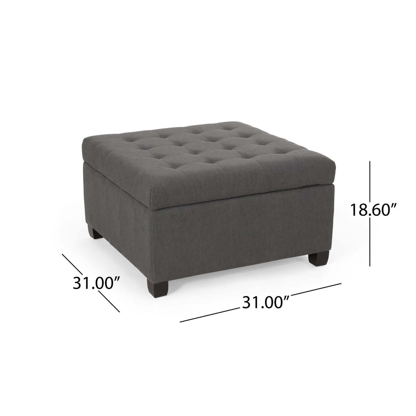 Enthralling Upholstered Storage Ottoman with Tufted Waffle Stitch