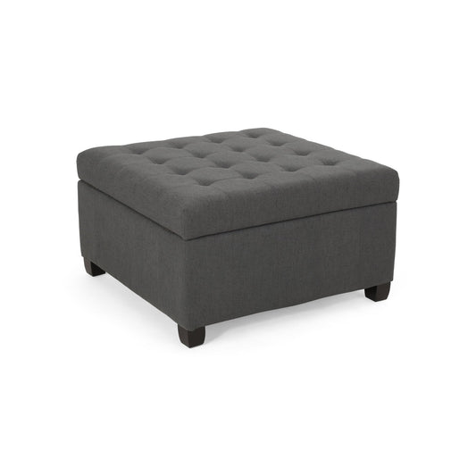 Enthralling Upholstered Storage Ottoman with Tufted Waffle Stitch