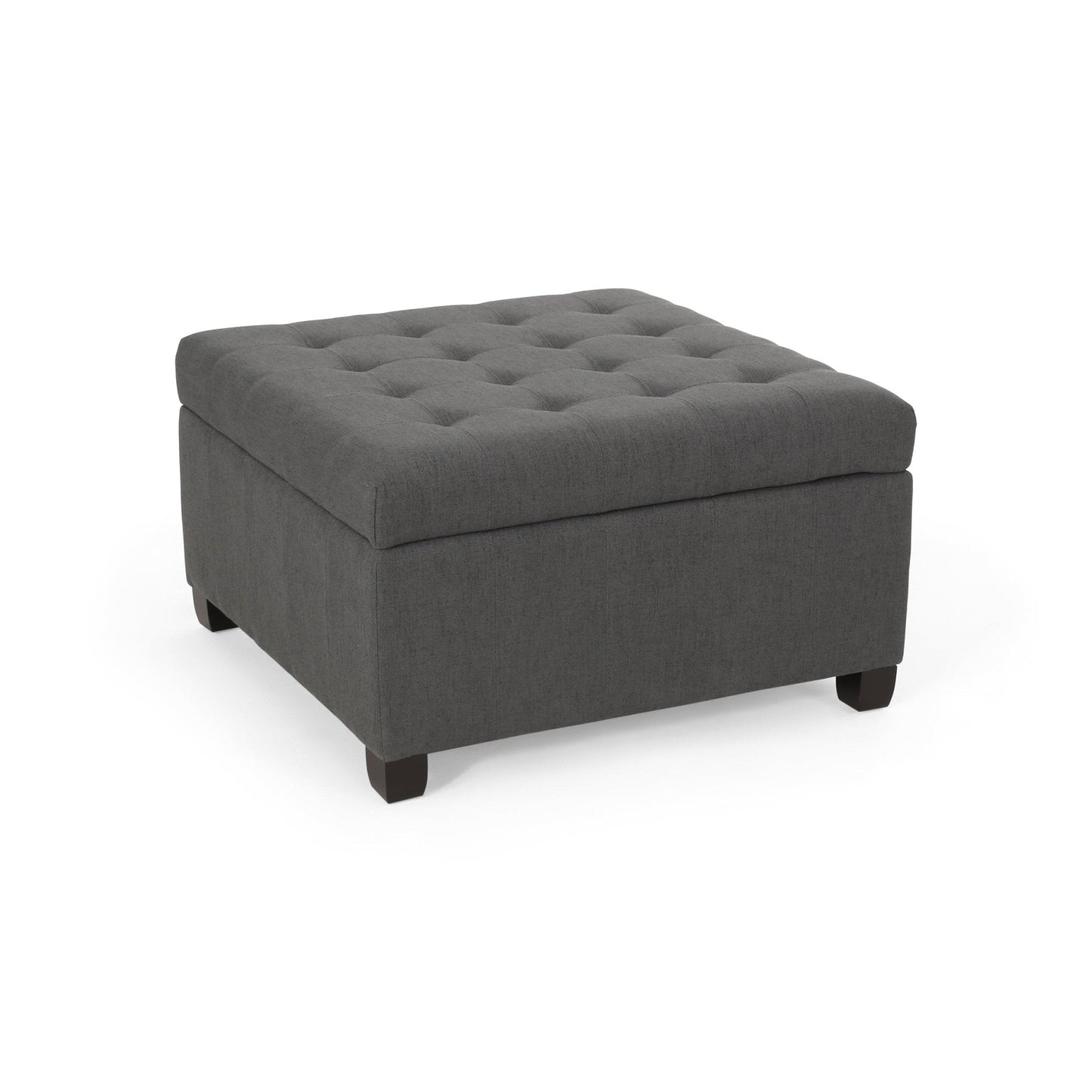 Enthralling Upholstered Storage Ottoman with Tufted Waffle Stitch