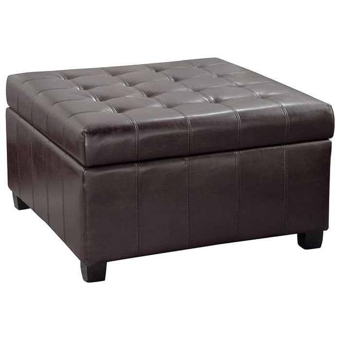 Enthralling Upholstered Storage Ottoman with Tufted Waffle Stitch