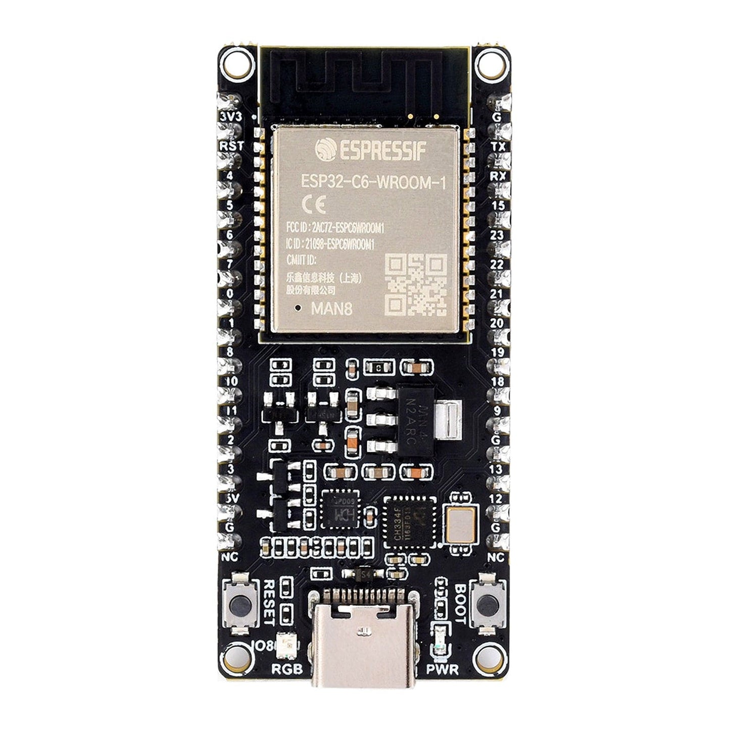 ESP32-C6 Microcontroller Development Board (with Headers)