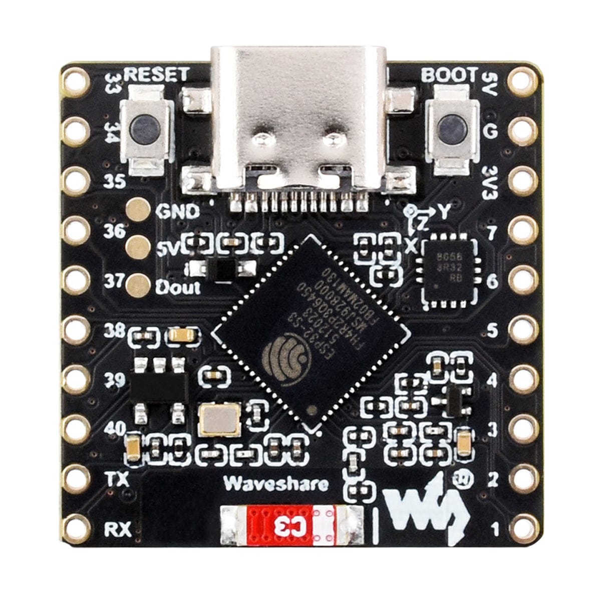 ESP32-S3 Development Board with 8 x 8 RGB LED Matrix