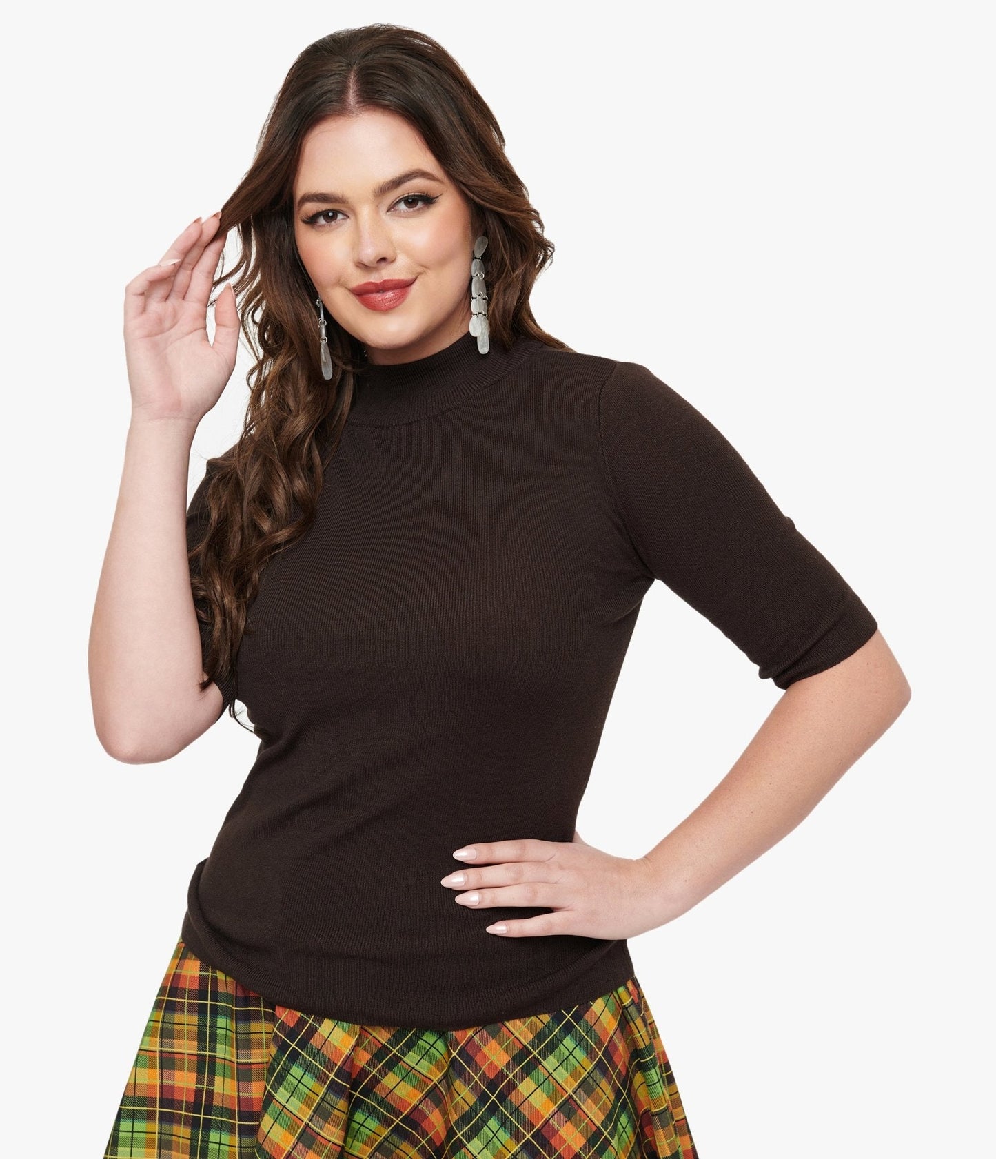 Espresso Mock Neck Knit Top