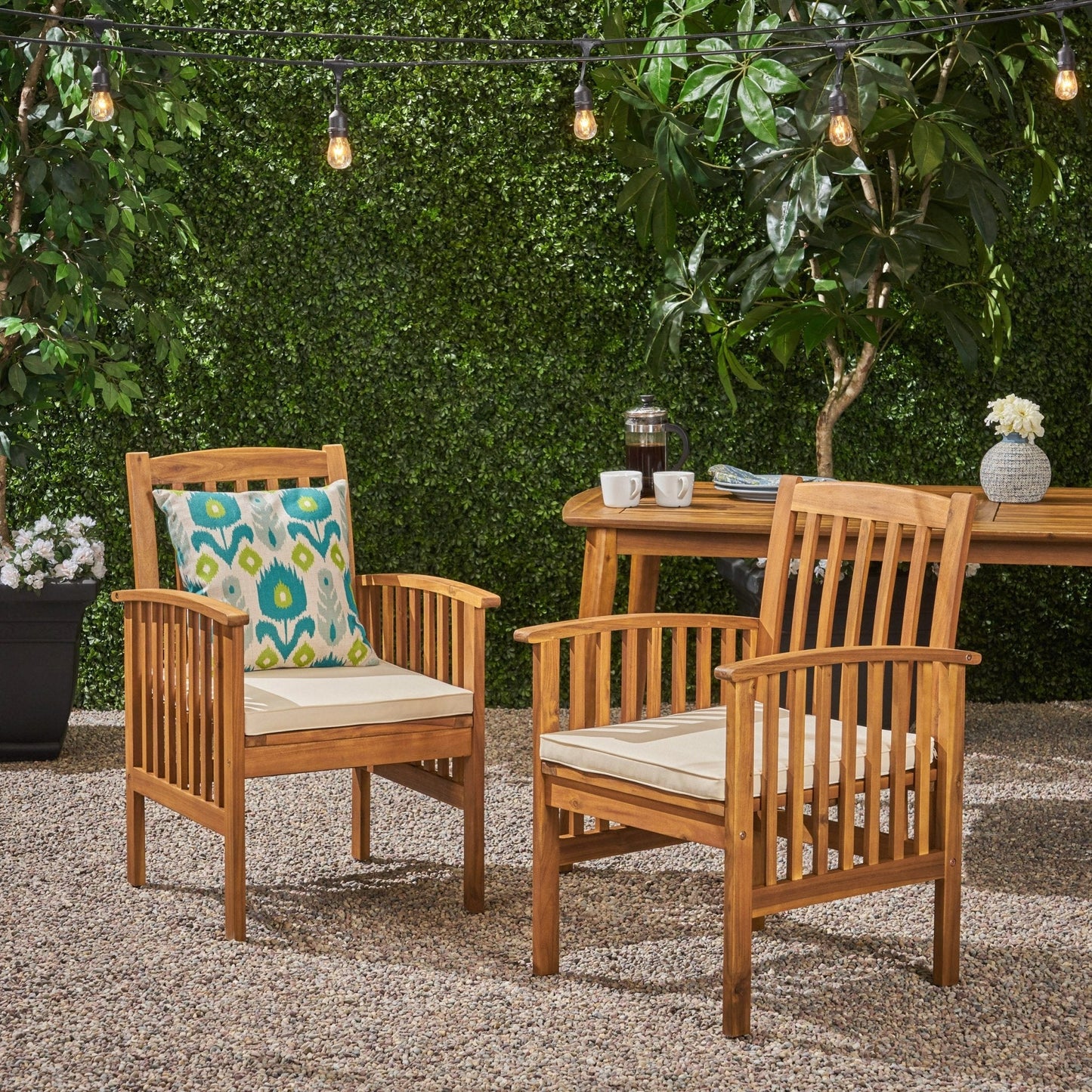 Evoke Dining Chair with Slat Design and Square Arm