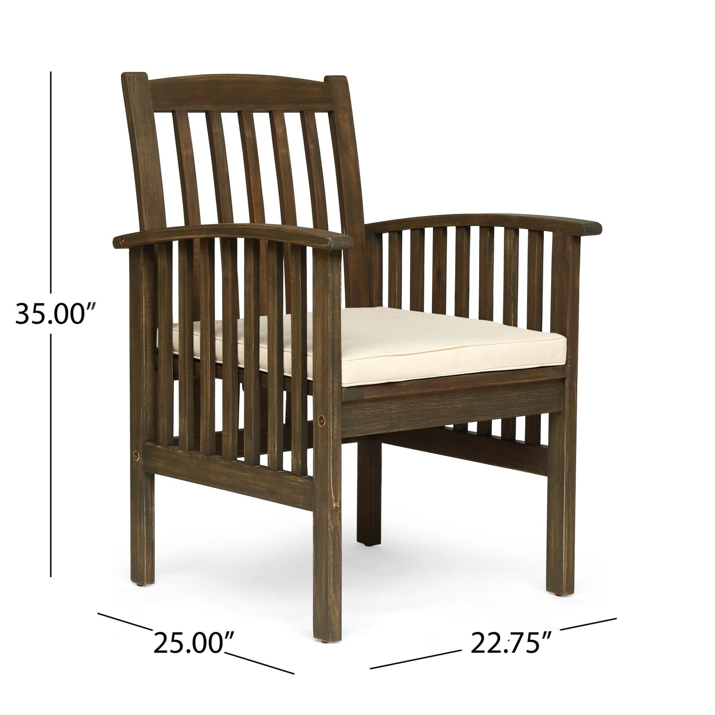 Evoke Dining Chair with Slat Design and Square Arm