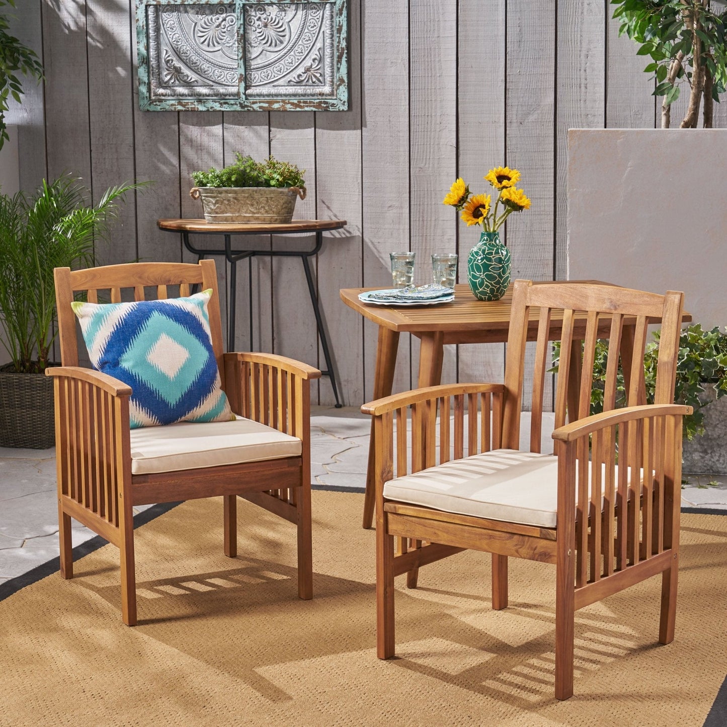 Evoke Dining Chair with Slat Design and Square Arm