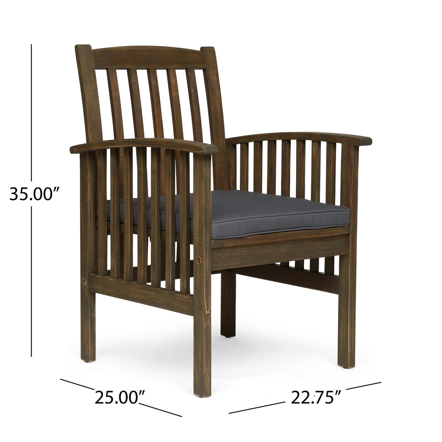 Evoke Dining Chair with Slat Design and Square Arm