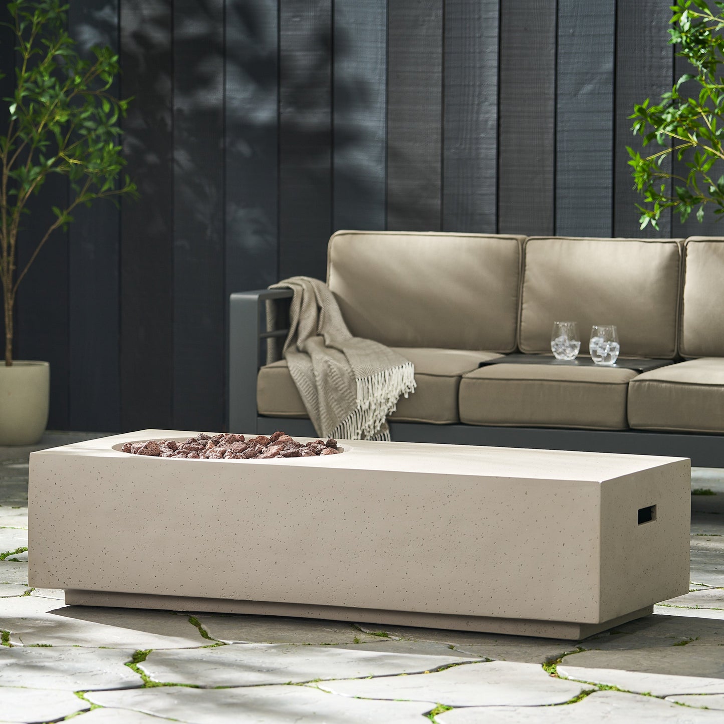 Outdoor Magnesium Oxide Firepit with Rectangle Shape