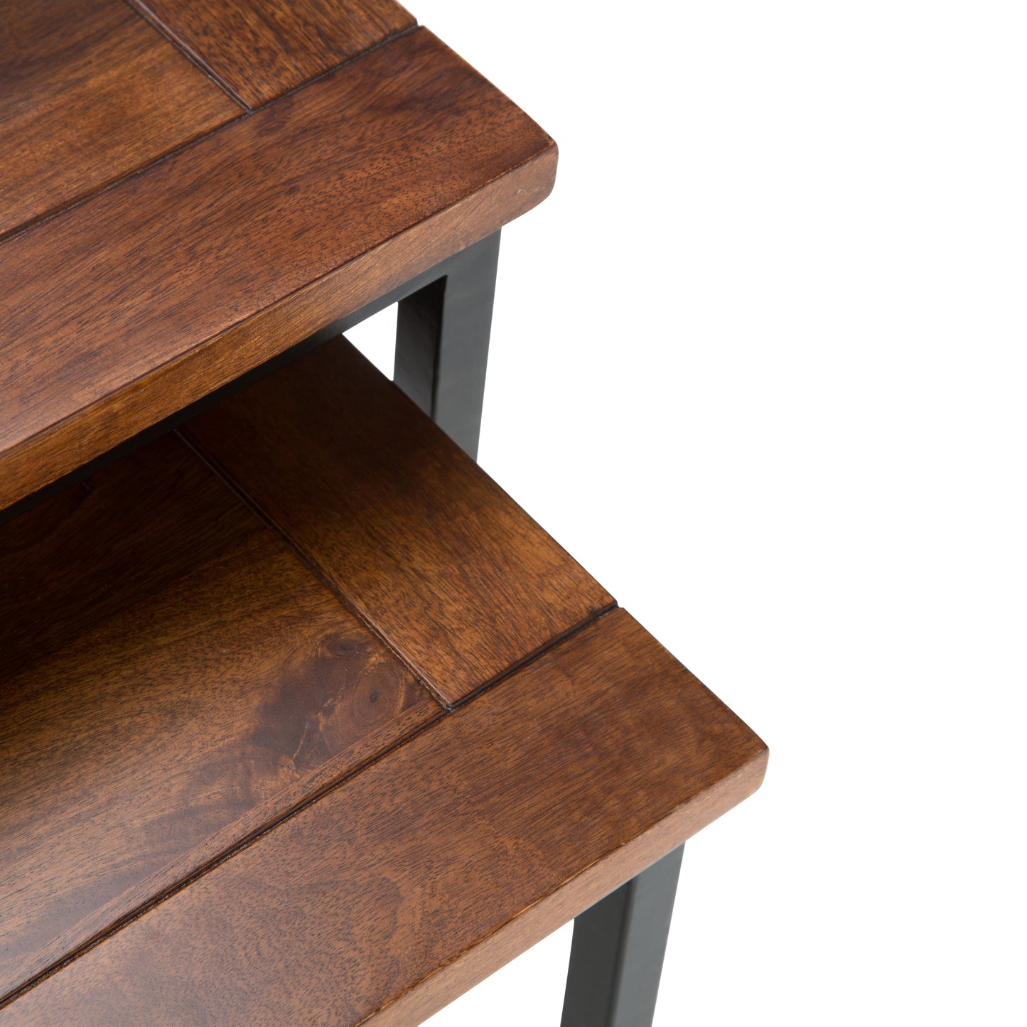 2-Piece Rectangular Nesting Side Table with Metal Frame