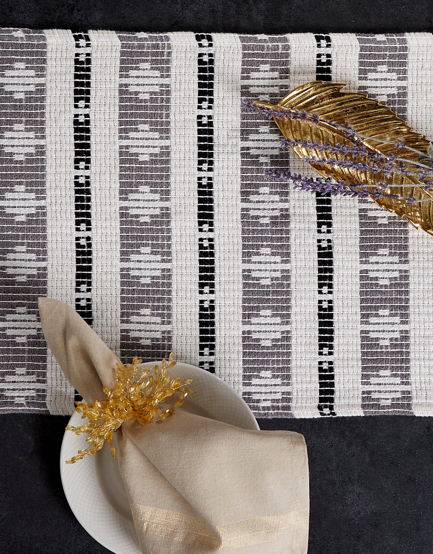 Black/Gray Colby Southwest Table Runner 15X72