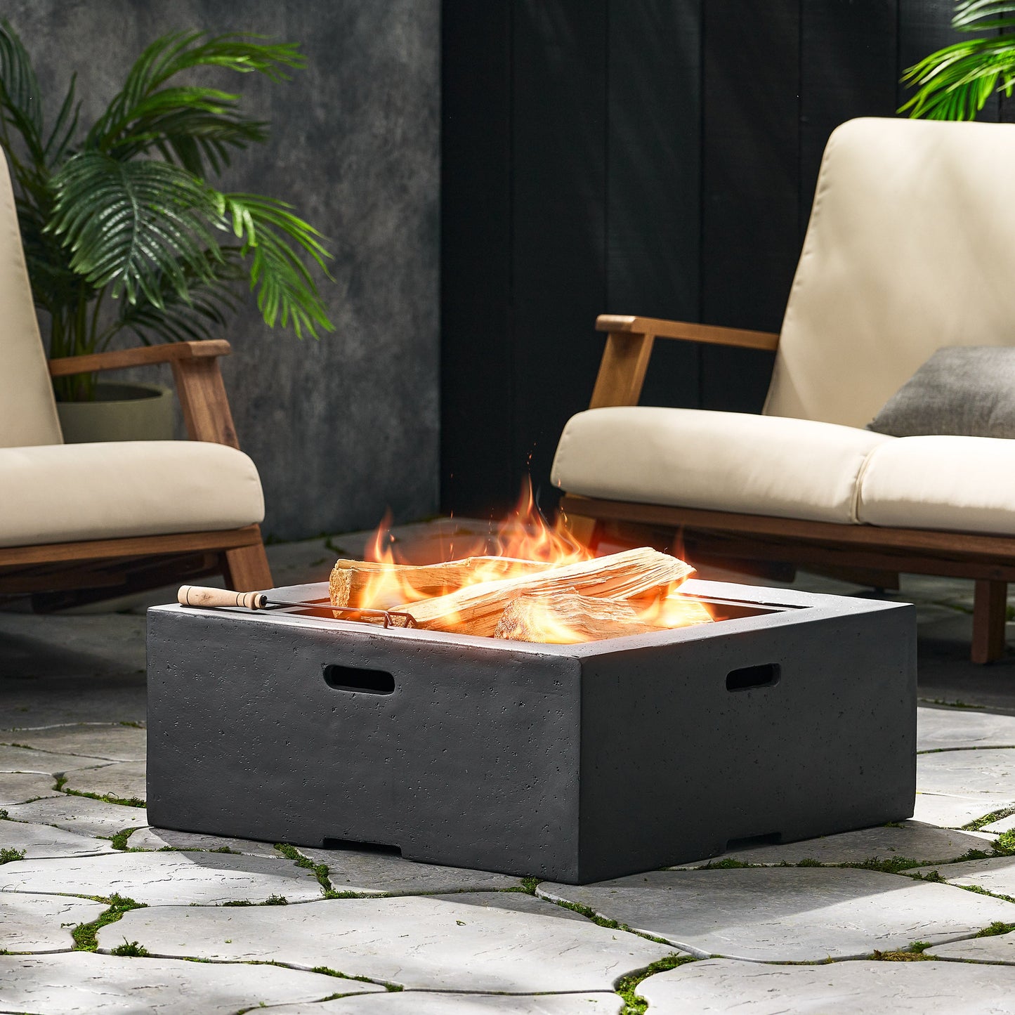 Outdoor Square Wood Burning Firepit
