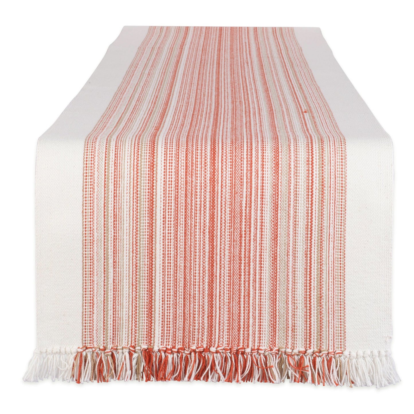 Pimento Striped Fringe Ribbed Table Runner 14X72