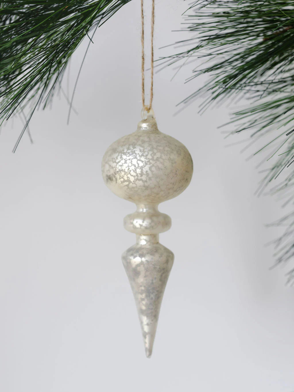 Mixed Metals Neutral Palette Glass Finial Ornament, Set Of 4
